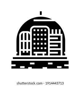 cosmic city under dome glyph icon vector. cosmic city under dome sign. isolated contour symbol black illustration