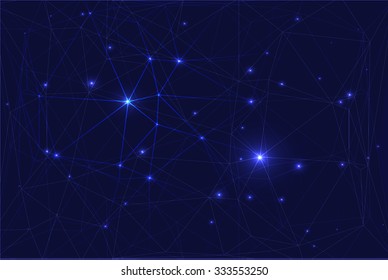 Cosmic constellation with stars on a blue background with lights