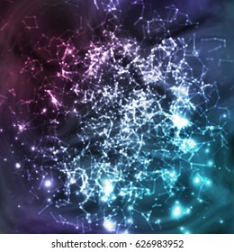 Cosmic Constellations Background Vector. Abstract Glowing Space Pisces