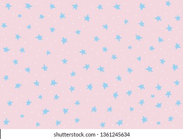 Cosmic cute stars background. Vector star sky for children decoration.
