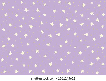 Cosmic cute stars background. Vector star sky for children decoration.
