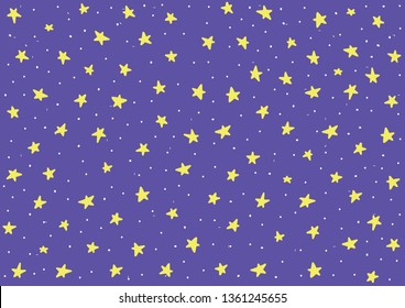 Cosmic cute stars background. Vector star sky for children decoration.