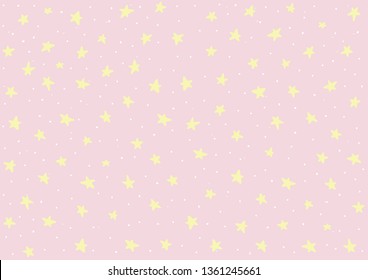 Cosmic cute stars background. Vector star sky for children decoration.