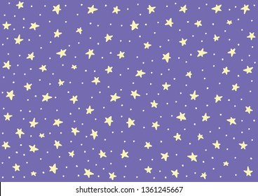 Cosmic cute stars background. Vector star sky for children decoration.