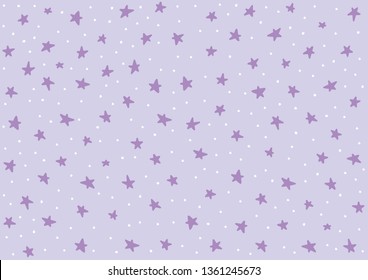 Cosmic cute stars background. Vector star sky for children decoration.