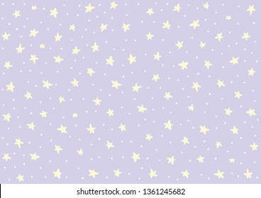 Cosmic cute stars background. Vector star sky for children decoration.