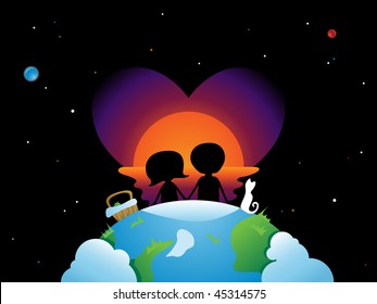 Cosmic Date vector illustration