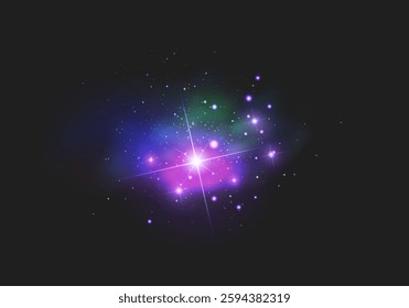 Cosmic dust with stars, the cosmos or galaxy, Magic cloud with sparkles, colorful fairy stardust
