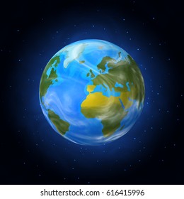 Cosmic Earth view, vector illustration