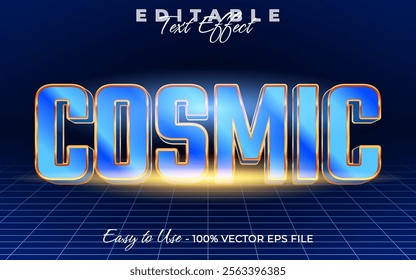 Cosmic editable text style effect, Glossy 3D text style theme.