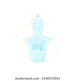 cosmic elixir potion in cute star shaped glass bottle, vector illustration