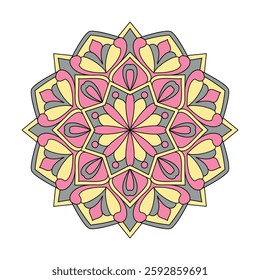 Cosmic Enchanted Colour mandala coloring book page. Easy Mandala Coloring Book Pages for Adults to Relax, Experiences Give Relief. Resizeable Vector File