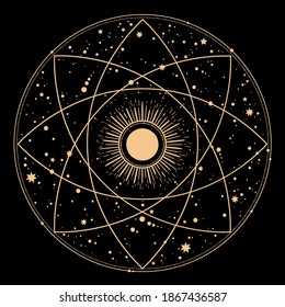 Cosmic esoteric composition of lines of symbols and stars