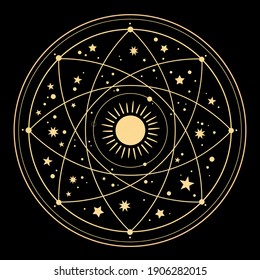 Cosmic esoteric composition of lines of symbols and stars