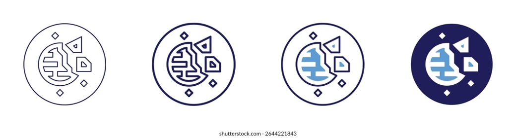 Cosmic expansion icon in 4 different styles. Thin Line, Line, Bold Line, Duotone. Duotone style. Editable stroke.