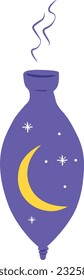 Cosmic Flask with Stars and Crescent Moon Inside