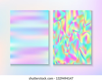 Cosmic Foil, Metal Cover, Vector Magazine Texture. Fairy Light Pearl Cover, Blank Paper, Teal. Laser Certificate. Holographic Gradient Overlay. Foil, Metal Magazine Cover Background.