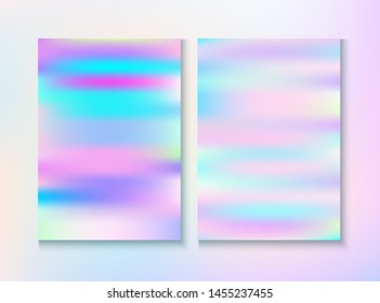 Cosmic Foil, Metal Cover, Vector Magazine Texture. Fairy Pearlescent Cover, Blank Paper, Teal. Bright Template. Holograph Gradient Overlay. Foil, Metal Magazine Cover Background.