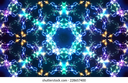 Cosmic fractal lightning vector abstract seamless pattern