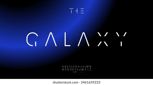 Cosmic Futurism alphabet, sleek minimalist letters, thin futuristic font for elegant technological logos, innovative headline, captivating typography, future-focused typographic design.Vector typeset.