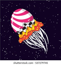 Cosmic Galaxy Background with jellyfish