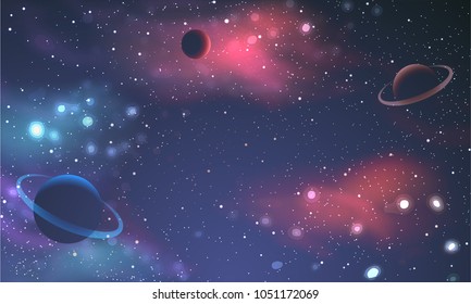 Cosmic galaxy background with nebula, stardust and bright shining stars. Brochures, posters, or banner design.