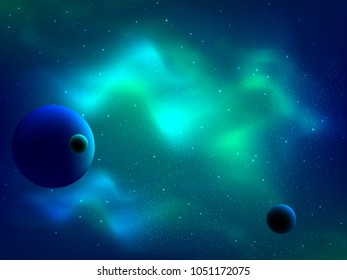 Cosmic galaxy background with nebula, stardust and bright shining stars. Brochures, posters, or banner design.