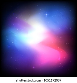 Cosmic galaxy background with nebula, stardust and bright shining stars. Brochures, posters, or banner design.