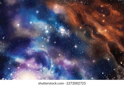 Cosmic Galaxy Background with nebula, stardust and bright shining stars. Vector illustration for your design, artworks