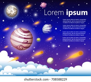 Cosmic Galaxy Background with nebula, stardust and bright shining stars. Vector illustration for your design, artworks space Web site page and mobile app design Vector illustration.