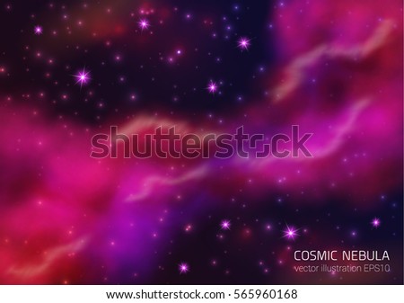 Cosmic Galaxy Background With Nebula, Stardust And Bright Shining Stars. Vector Illustration For Your Design, Artworks