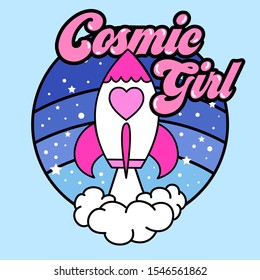 COSMIC GIRL, SLOGAN PRINT VECTOR