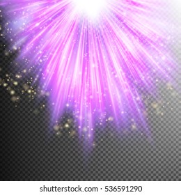 Cosmic glittering wave on purple striped background. EPS 10 vector file included