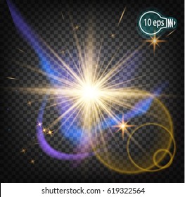 Cosmic glow, Christmas star. In distant space. Concept design for star nebulae isolated on a transparent background. Illustration of a vector in EPS. 10.