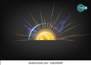 Cosmic glow of the planet Saturn. In the distant cosmos. The design concept for star nebulae isolated on a transparent background. VECTOR illustration in EPS 10.