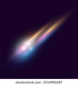 Refracción cósmica del resplandor de la luz del rayo del arco iris. Superposición de efectos de luz de niebla de polvo de estrella. Elementos de diseño de Vector.