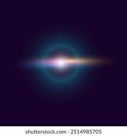 Kosmische Glühbrechung von Regenbogenstrahlenlicht. Sternenstaub Nebel Lichteffekte überlagern. Vektordesign-Elemente.
