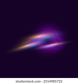 Refracción cósmica del resplandor de la luz del rayo del arco iris. Superposición de efectos de luz de niebla de polvo de estrella. Elementos de diseño de Vector.