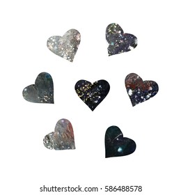 Cosmic heart set of vector illustrations
