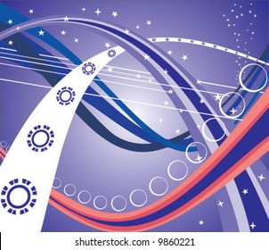 Cosmic highway drifting away into some distant future is cold tones. Vector.