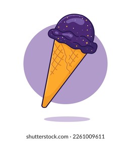 cosmic ice cream in a cone with stars, vector illustration with an ice cream icon