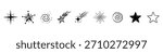 A cosmic icon set featuring stylized stars, bursts, and galaxy shapes. Great for space-themed or magical design.