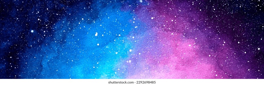 Cosmic illustration. Beautiful colorful space background. Watercolor Cosmos