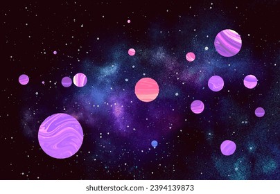 Cosmic illustration. Ink space background with stars