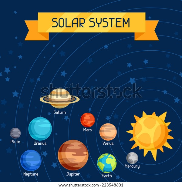 Cosmic Illustration Planets Solar System Stock Vector (Royalty Free ...