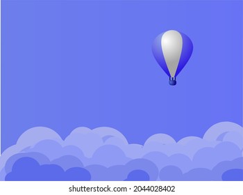 Cosmic iris blue sky background vector with hot air balloon