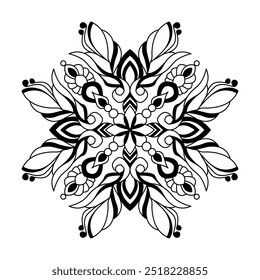 Cosmic Kaleidoscope Adult mandala coloring book page. Easy Mandala Coloring Book Pages for Adults to Relax, Experiences Give Relief. Resizeable Vector File