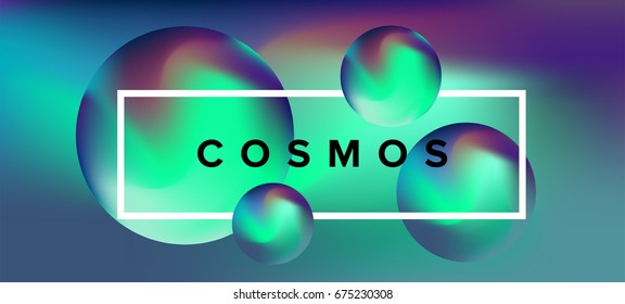 Cosmic landscape with nebula and planets. 
