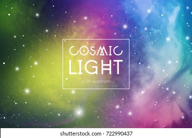 Cosmic light colorful abstract vector galaxy background.