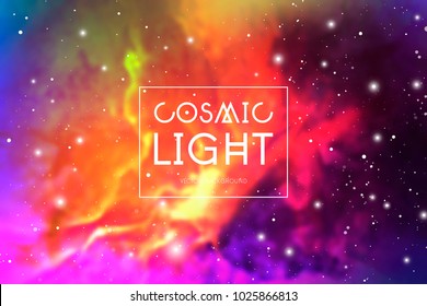 Cosmic light outer space colorful vector background with copy space.